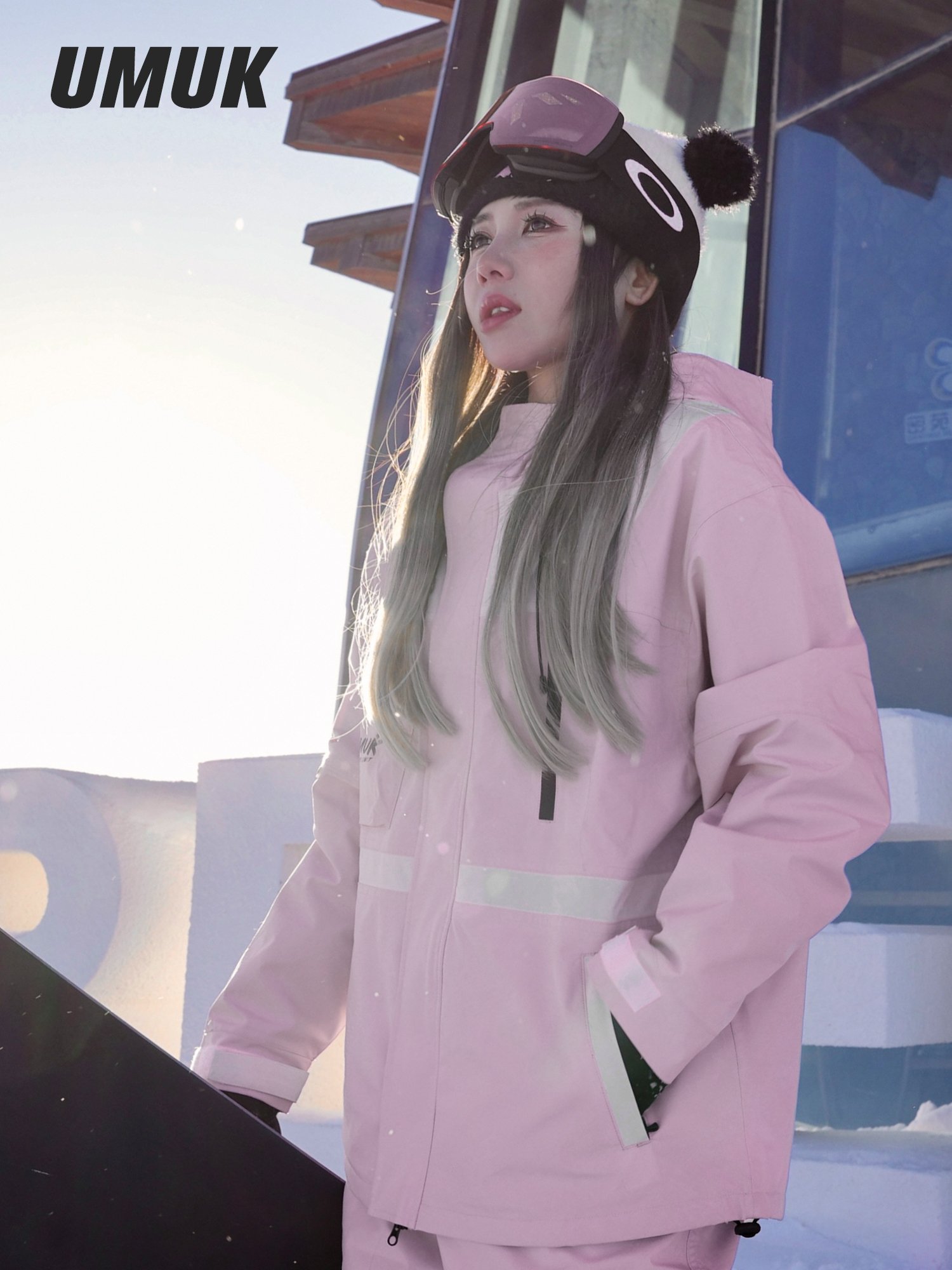 UMUK SKI SUIT, SINGLE-BOARD, MALE AND FEMALE, WIND-PROOF, DOUBLE-SKINNED SNOWPANTS WITH A WARM JACKET FOR OUTDOOR SKIING