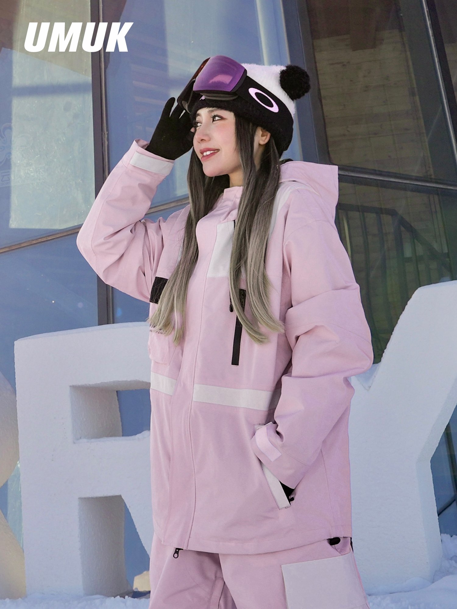 UMUK SKI SUIT, SINGLE-BOARD, MALE AND FEMALE, WIND-PROOF, DOUBLE-SKINNED SNOWPANTS WITH A WARM JACKET FOR OUTDOOR SKIING