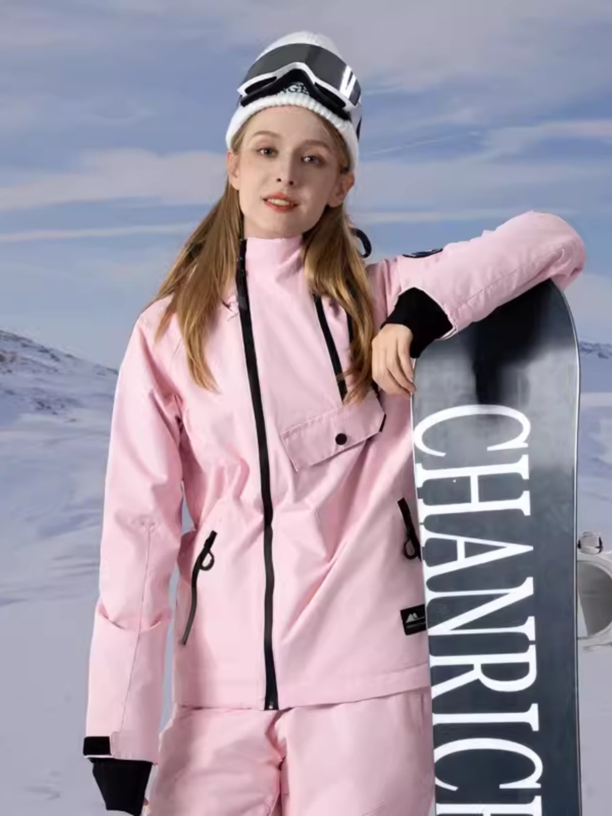The men and women in the sharp rock ski suit are wearing one-on-one ski pants in winter