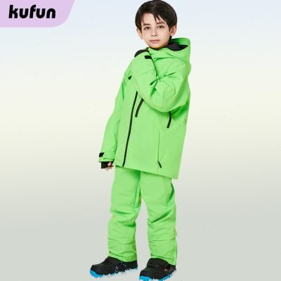 Children skiing suit with girls and boys in water-proof, wind-proof and snow-heated baby boy and boy single-board equipment