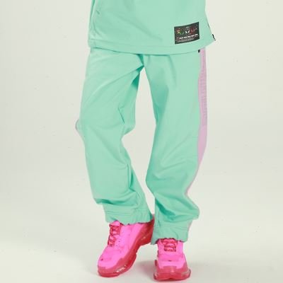 New winter couple skiing with a man and woman on the outside with a two-board waterproof snowsuit