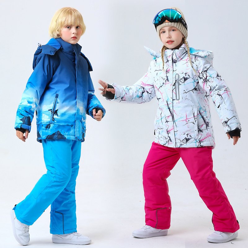 2022 ski suit for children with boys and girls outdoor waterproofing and velvet baby skiing equipment