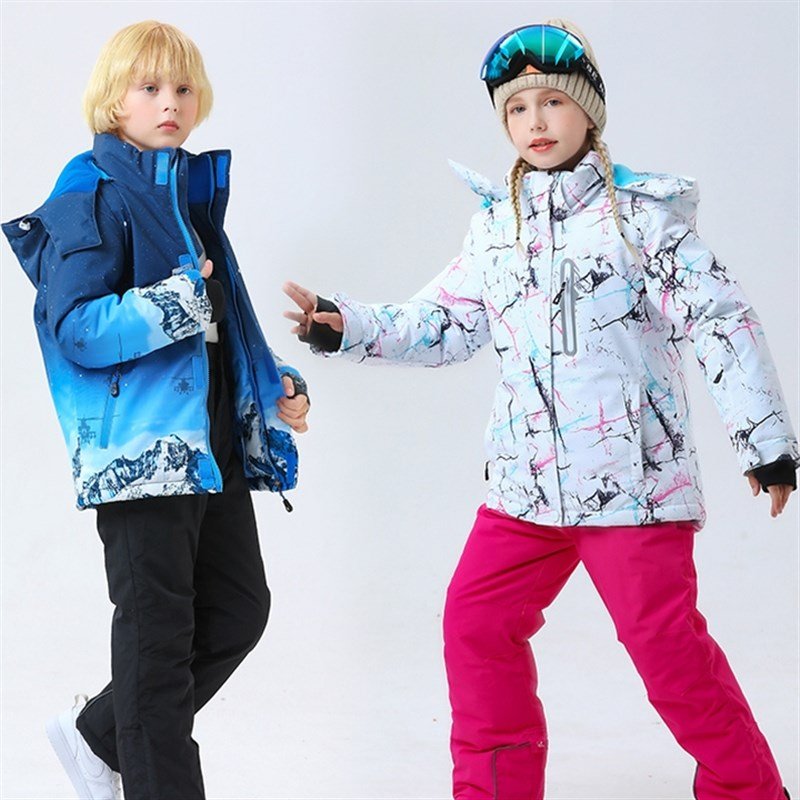 2022 ski suit for children with boys and girls outdoor waterproofing and velvet baby skiing equipment