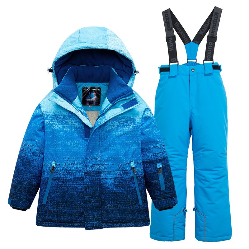 2022 ski suit for children with boys and girls outdoor waterproofing and velvet baby skiing equipment