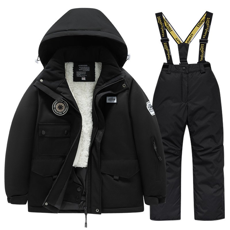 Winter children skiing suit for boys and girls with wind and water-proof jackets and heating for the northeast of the snow