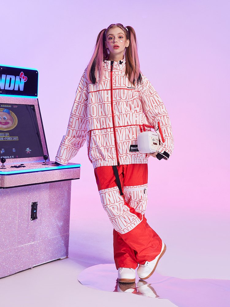 Hello Kitty X-Nanen, a woman in a single-board ski suit