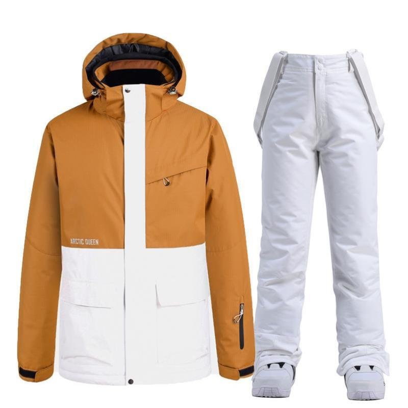 Men and women in single-board ski suit, windproof, warmer and thicker Korean ski suit, couple's