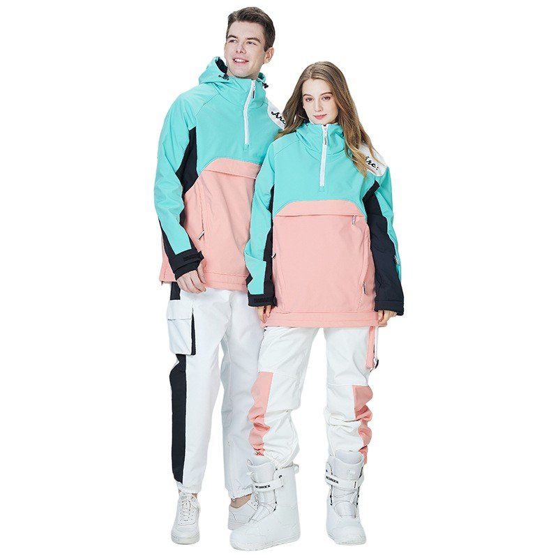 Single-skinned hoodie suit for women and men for winter wind and water-proof and thick double-skinned ski suit