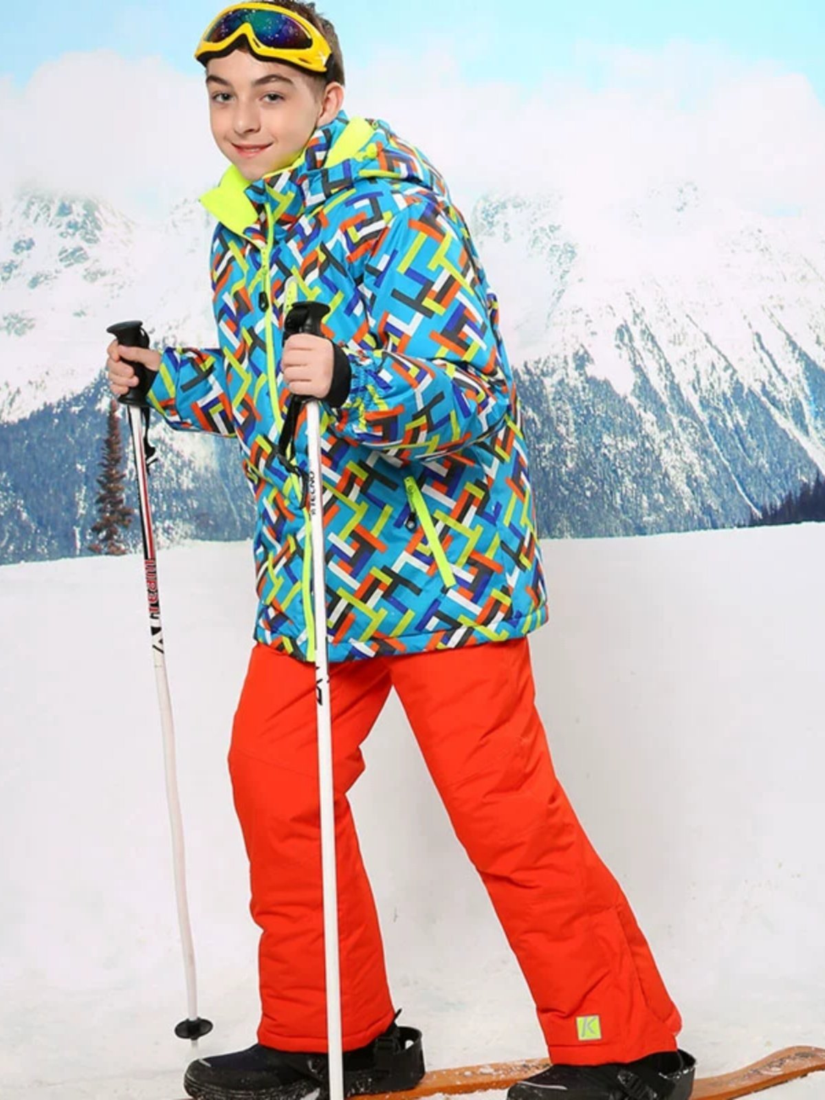 Coolostar special-priced kid skiing suit with a wind-proof, water-proof, warm-skinned guy, double-skinned ski pants