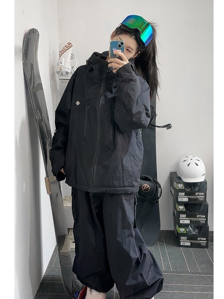 APVCX SKI SUIT 1.0, BLUE OUTDOOR SNOW SUIT, COUPLE'S GRAVY, WATER-PROOF, SNOW-PROOF WOMEN'S MONEY