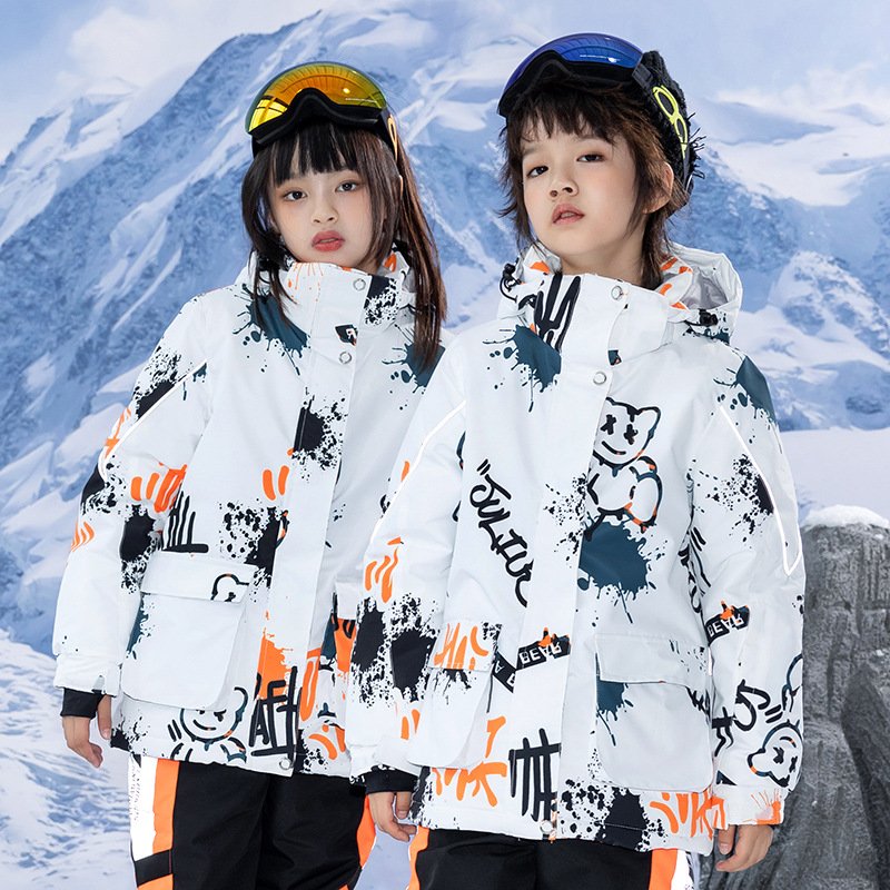 New clothes for children skiing, boys and girls, in winter, in case of wind and water heat and thicker, double-board skis