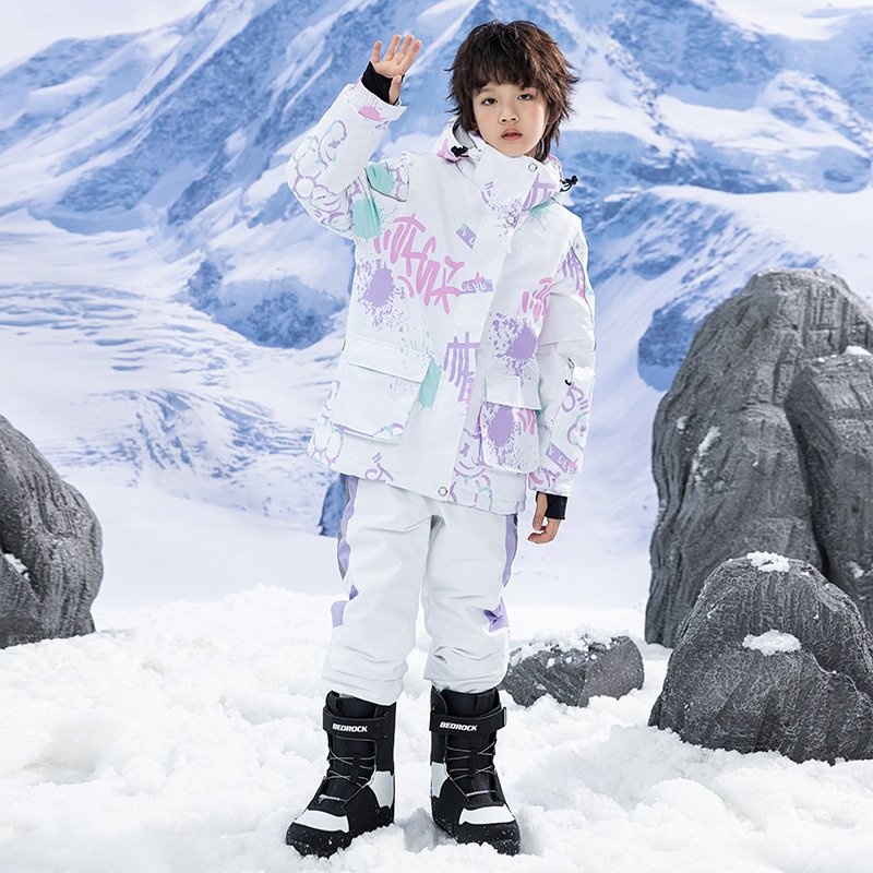 New clothes for children skiing, boys and girls, in winter, in case of wind and water heat and thicker, double-board skis