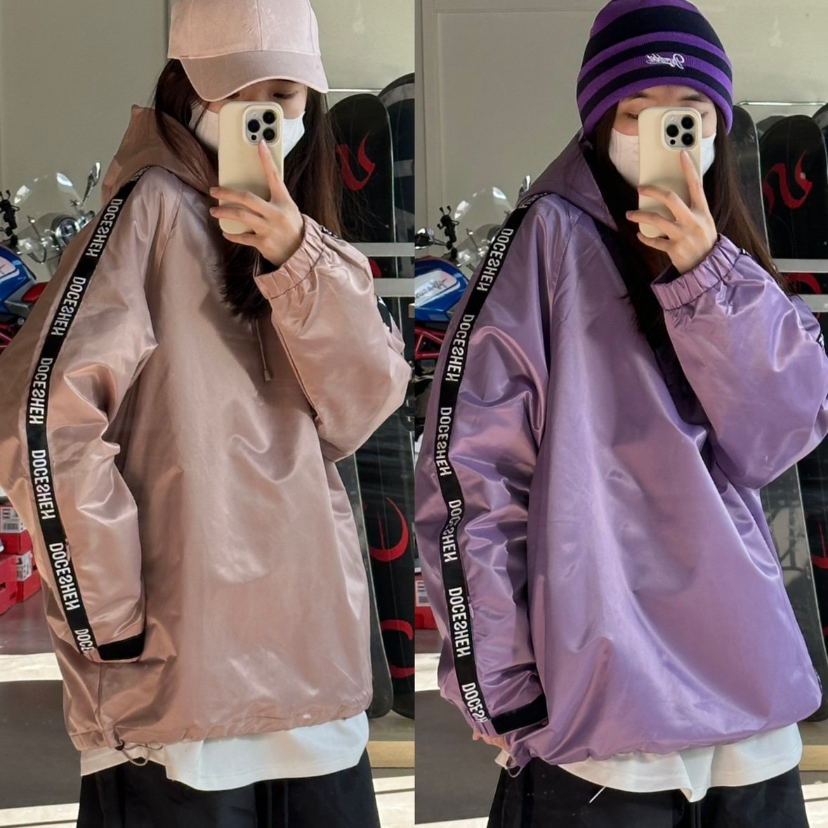 Shen Xiaoxian Doce24's new wind and water-proof hat skiing suit Morandi's hoodie with velvet