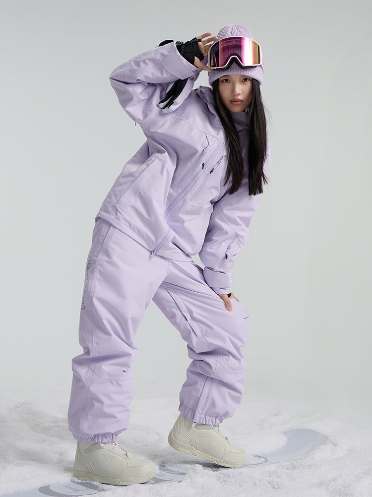 Coldlement adult skiing suit with purple waterproof and cotton-skinned skating