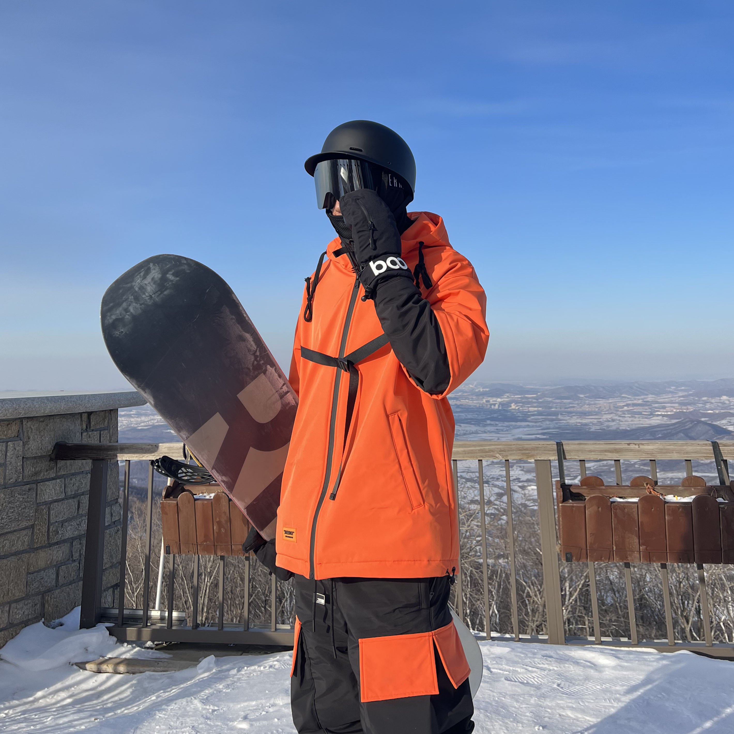 snowgen orange skating suit for men and women with a single sheet of waterproof and windproof and thick and warm ski suits