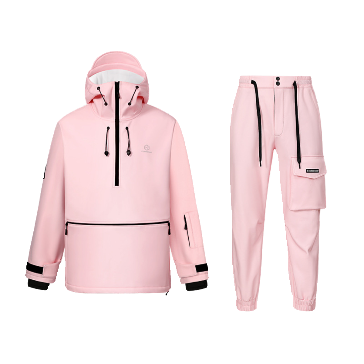The couple's ski suit is a very simple one with a two-board winter snowfield with a windproof, waterproof coat