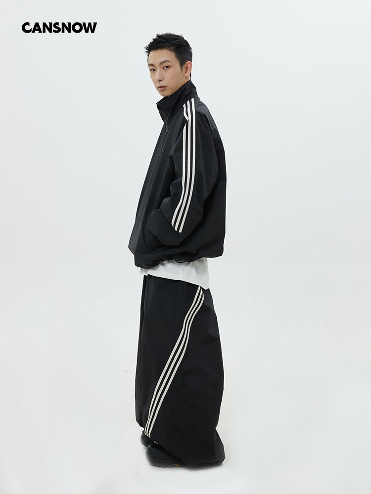 canned ski clothes with black and white striped male and female specialty waterproof ski pants coats