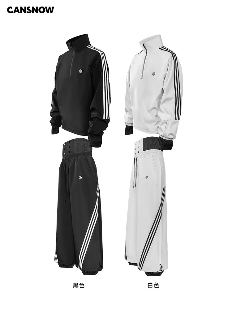 canned ski clothes with black and white striped male and female specialty waterproof ski pants coats