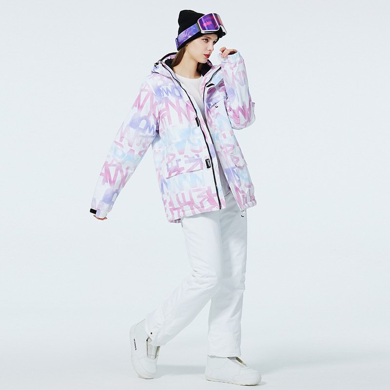 New suit for the lady in the ski suit for the winter weather-proof and water-heated, single-board snowboarding suit