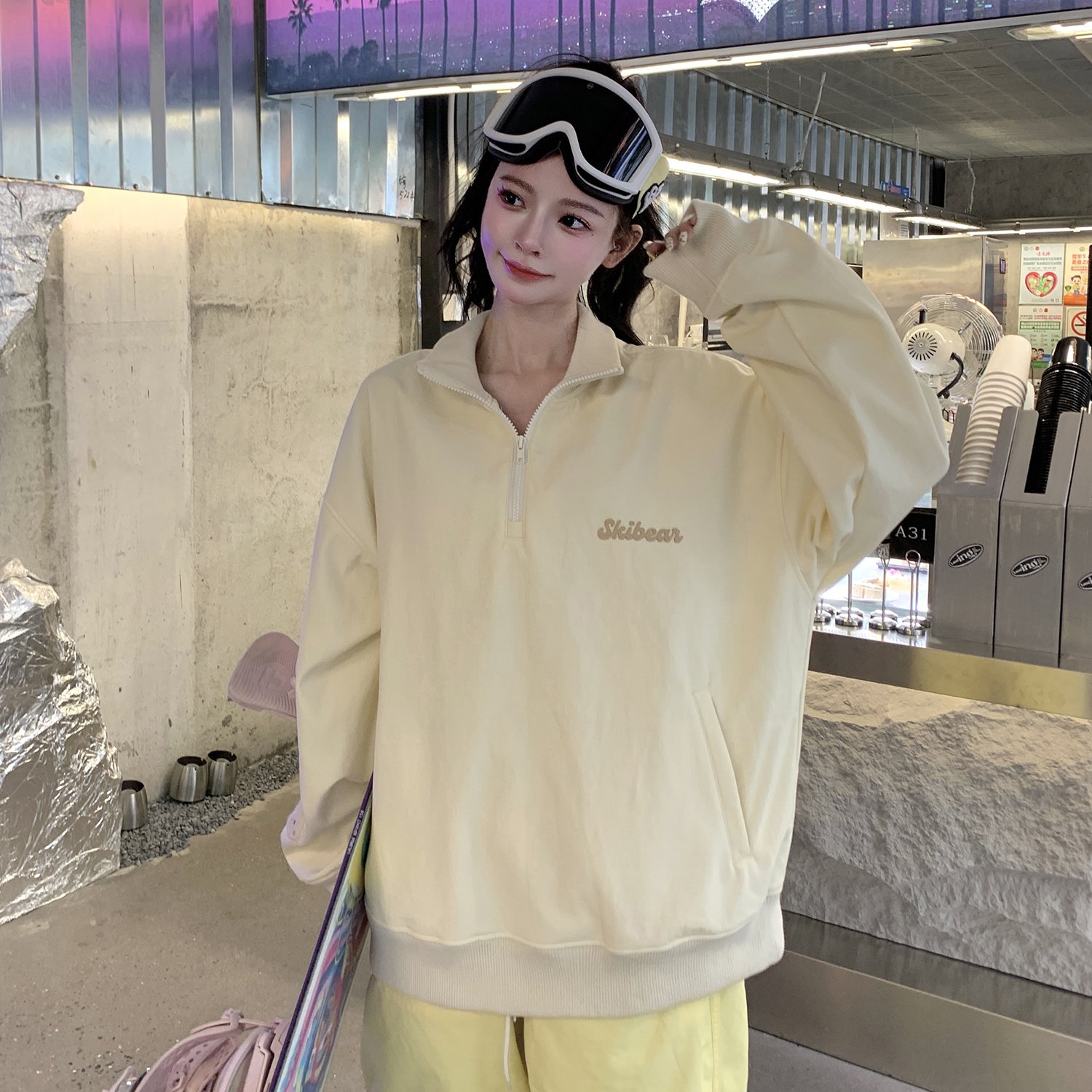 Skibear's original ski suit, waterproof and wind-proof, thick and loose, and out-of-the-air skiing suit