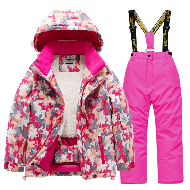 Children skiing suits for small and medium-sized boys and girls, water-proofing specialties, full kit of cold equipment in the north-eastern snow village