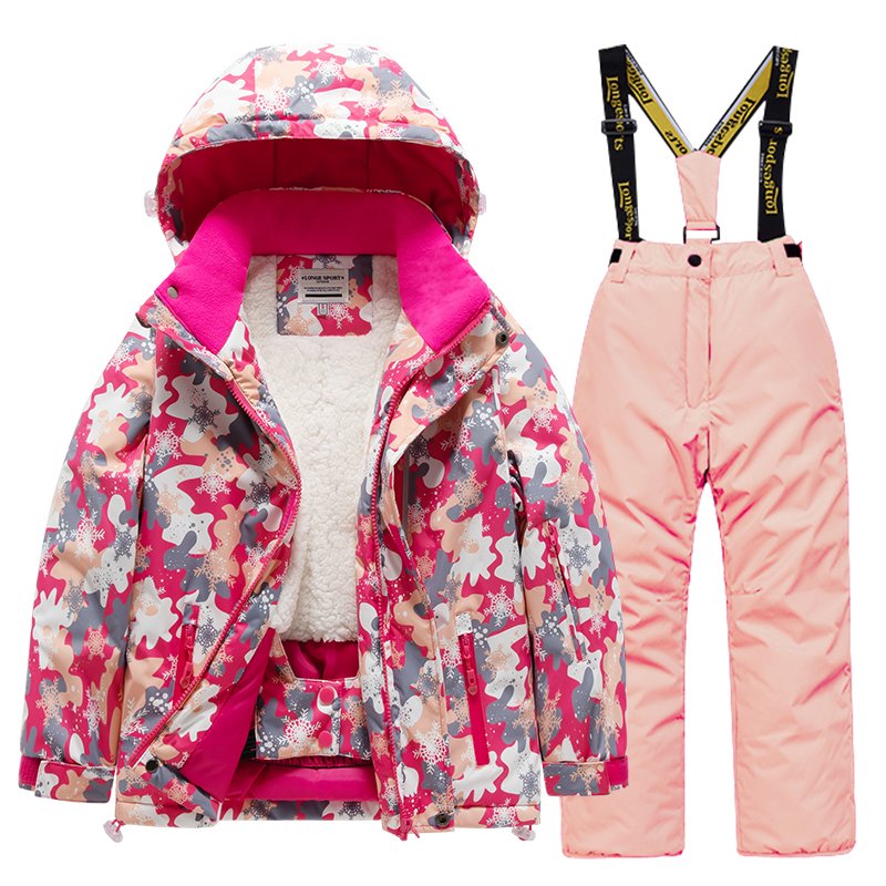Children skiing suits for small and medium-sized boys and girls, water-proofing specialties, full kit of cold equipment in the north-eastern snow village