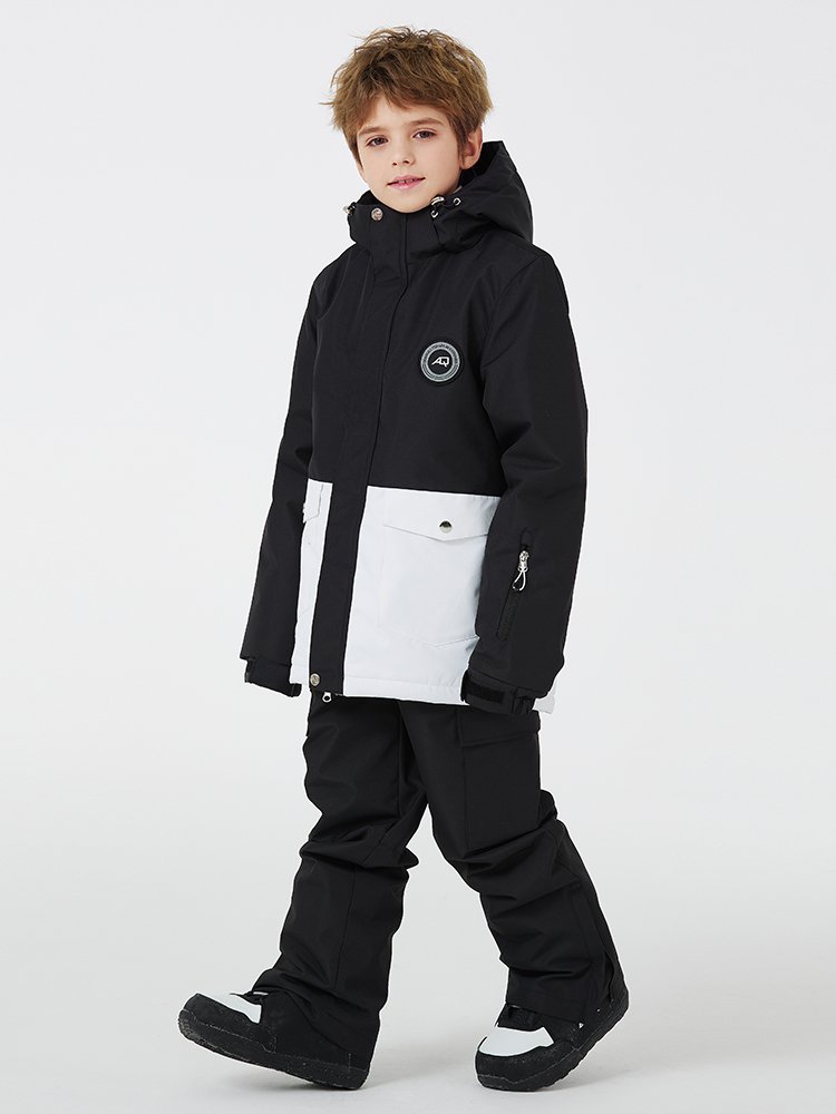 Children skiing suit with boys and girls in winter weather-proof, water-proof and thicky double-board ski pants