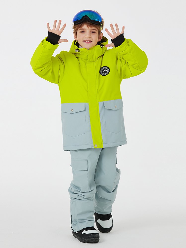 Children skiing suit with boys and girls in winter weather-proof, water-proof and thicky double-board ski pants