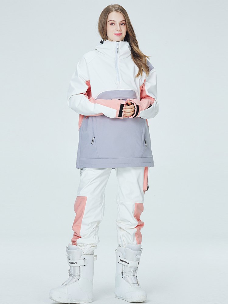 Winter ski suit, men's and women's, one-on-one hoodie, with wind and waterproof, warmer and thicker, two-board ski pants