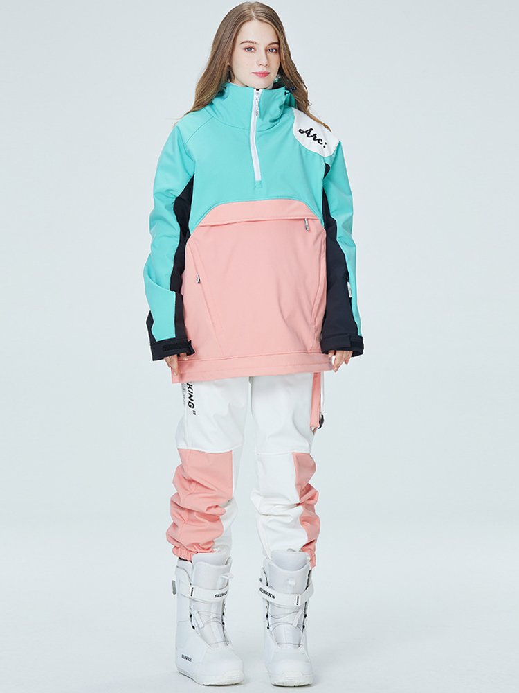 Winter ski suit, men's and women's, one-on-one hoodie, with wind and waterproof, warmer and thicker, two-board ski pants