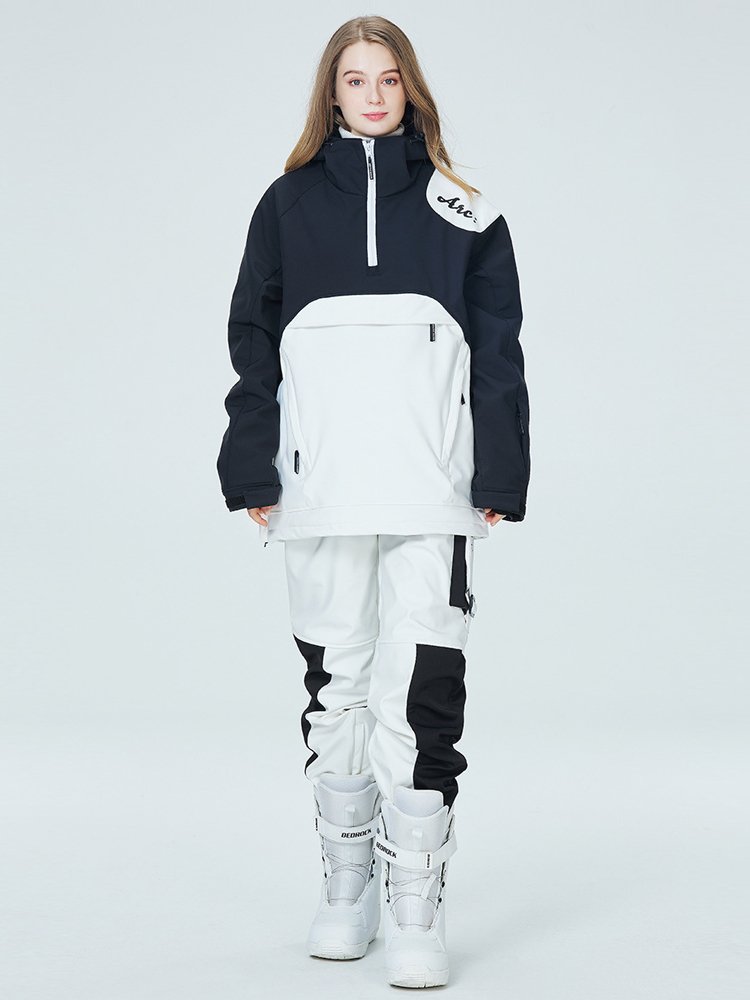 Winter ski suit, men's and women's, one-on-one hoodie, with wind and waterproof, warmer and thicker, two-board ski pants