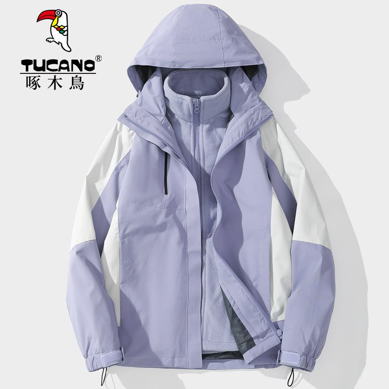Woodpecker's exterior assault suit, three men and two men in winter, one or two thick windproof, waterproof, mountain warmer jackets
