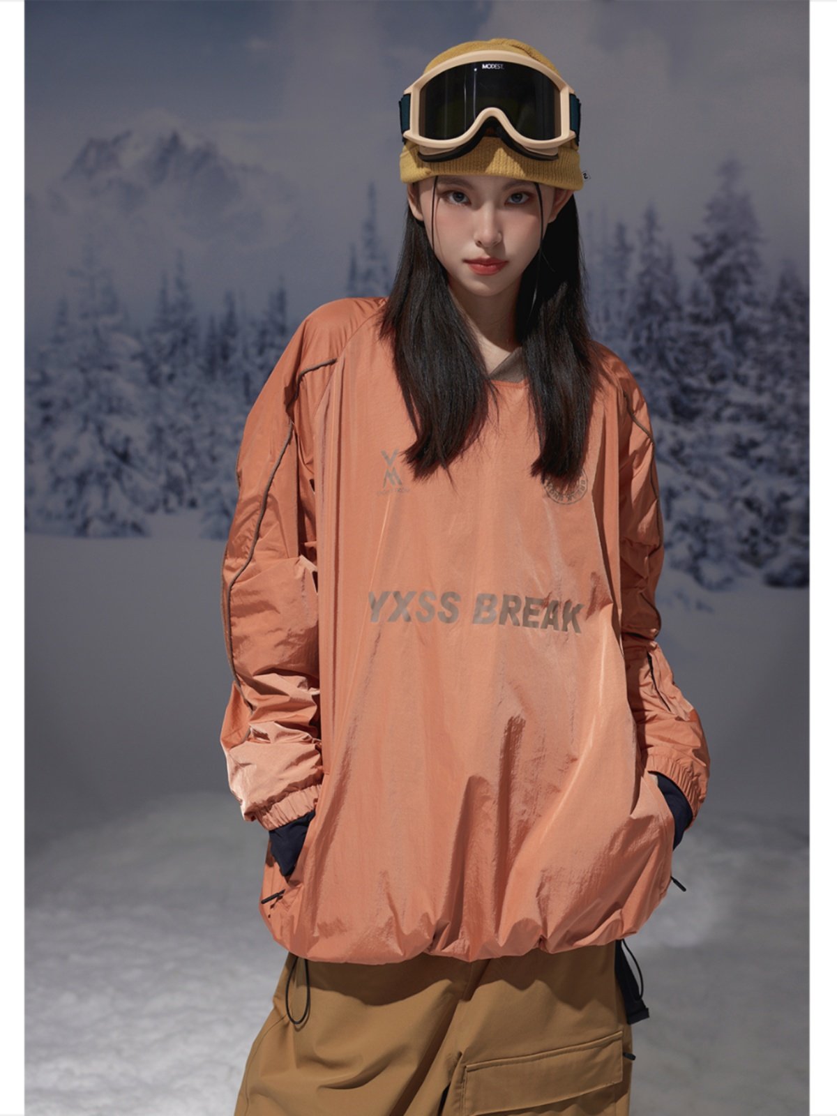 YXSS SILVER SKI SUIT WITH VELVET AND CO-ED CARAMEL