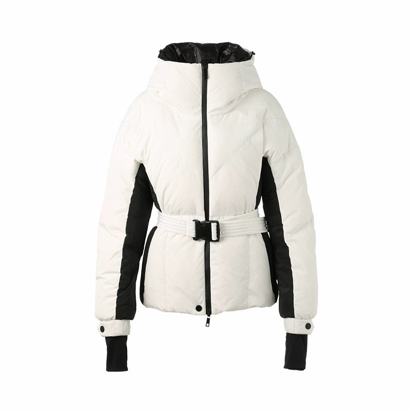 Black-and-white-coloured, warm-and-skinned coat girl