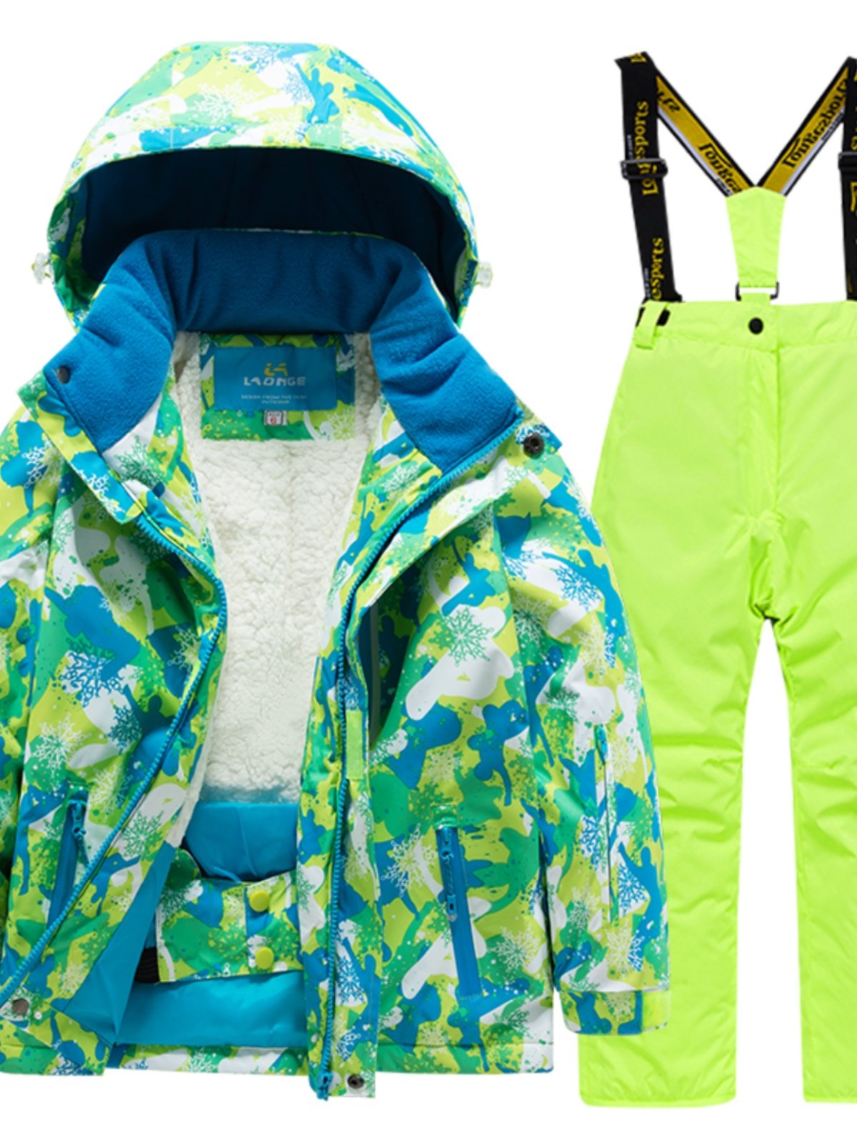 Children skiing suit for boys and girls with warm and warm cotton-skinned ski pants for winter