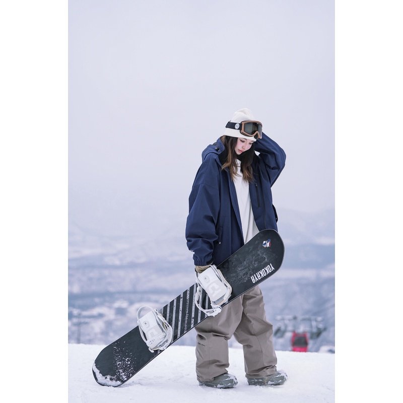 Yokokaya ski jacket warms up men and women with thick hats to fold in to hide waterproof and windproof ski suits