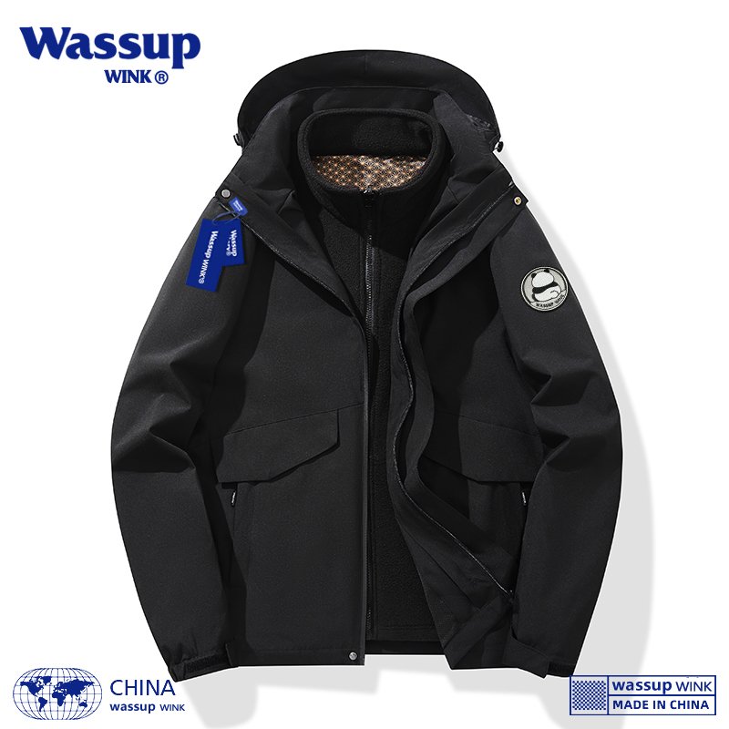 The man and woman in the pandas' assault suit are in the wind and out of the water in the ski suit