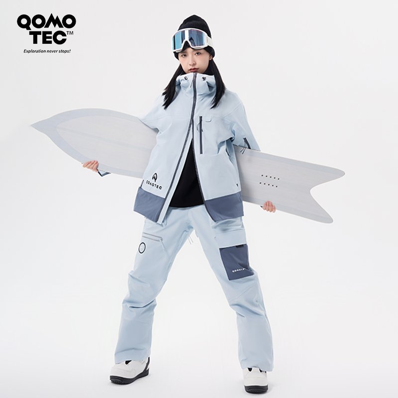 QomoTec single-skinned ski suit, new man and woman, blue-water-proof snowpants suit, outdoor ski and wind