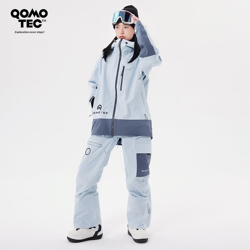 QomoTec single-skinned ski suit, new man and woman, blue-water-proof snowpants suit, outdoor ski and wind