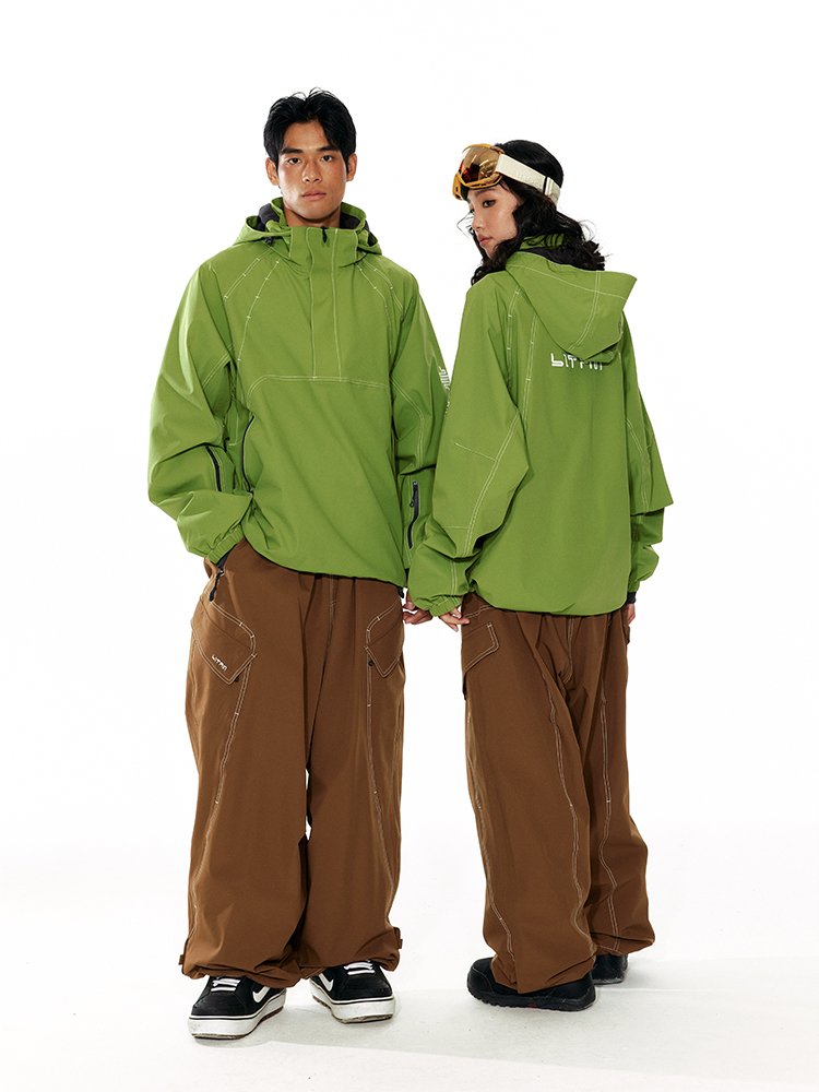 LITAN 2024 GREEN SINGLE-BOARD SKI SUIT WINDPROOF WATERPROOF JACKET