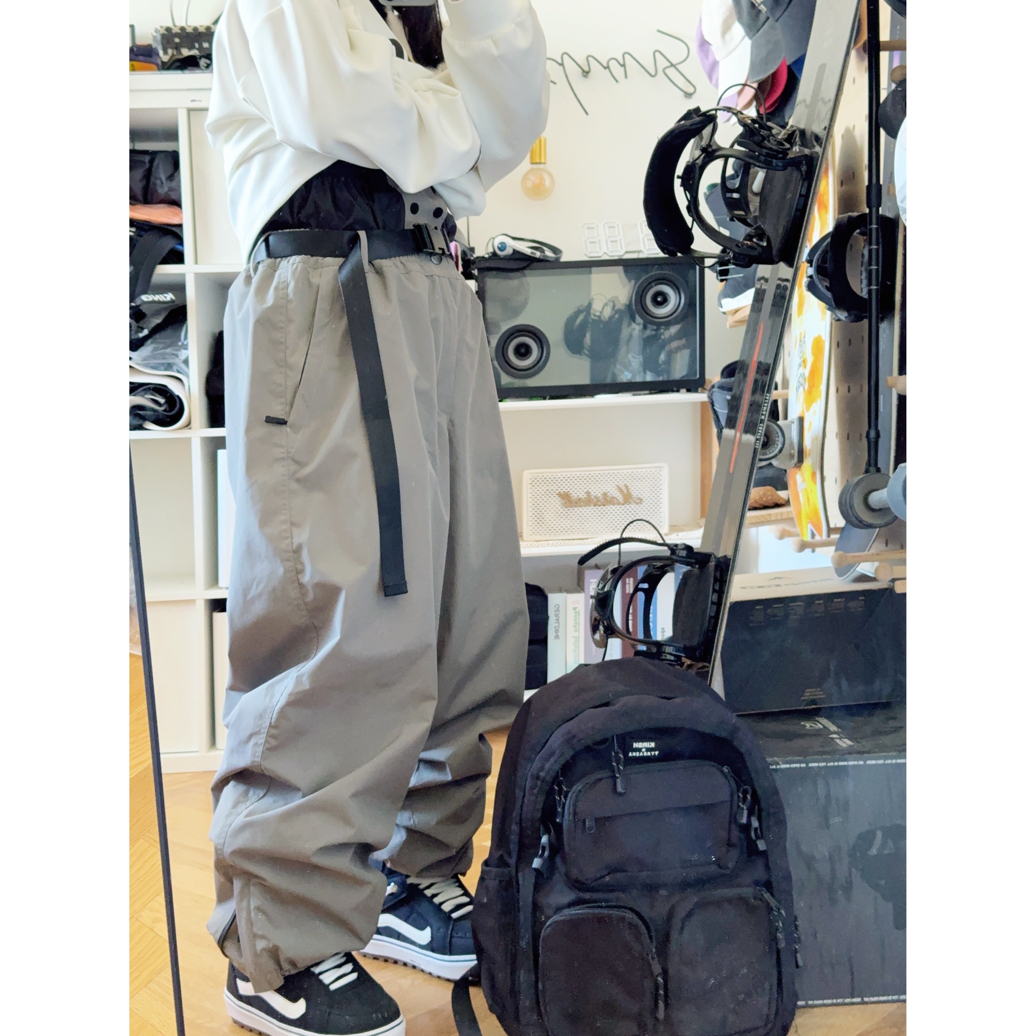 No ski pants with velvet-proof, wind-proof, single, white, gray, green-priced snowpants, men and women