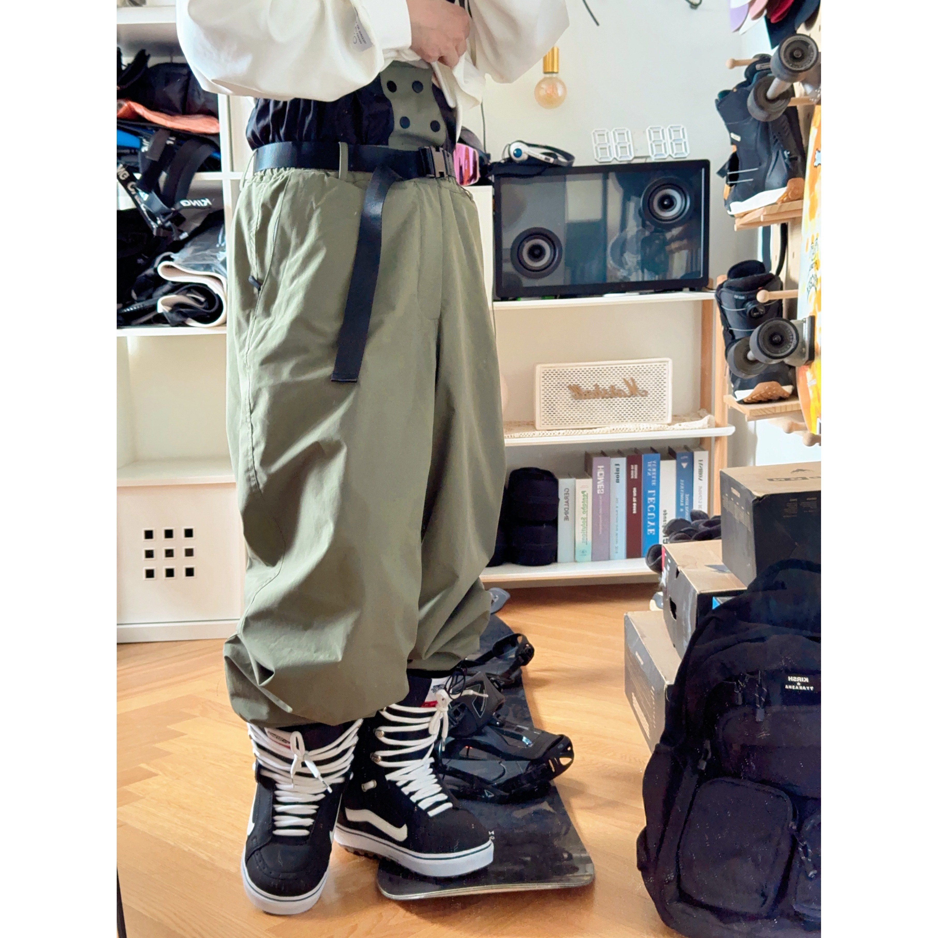 No ski pants with velvet-proof, wind-proof, single, white, gray, green-priced snowpants, men and women