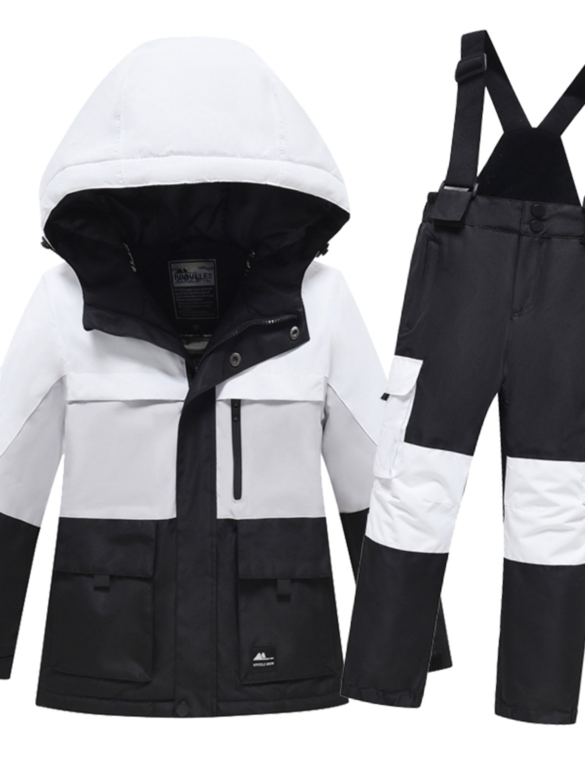 New double-skinned skiing suit for boys and girls with warmer, warmer and air-proof ski pants