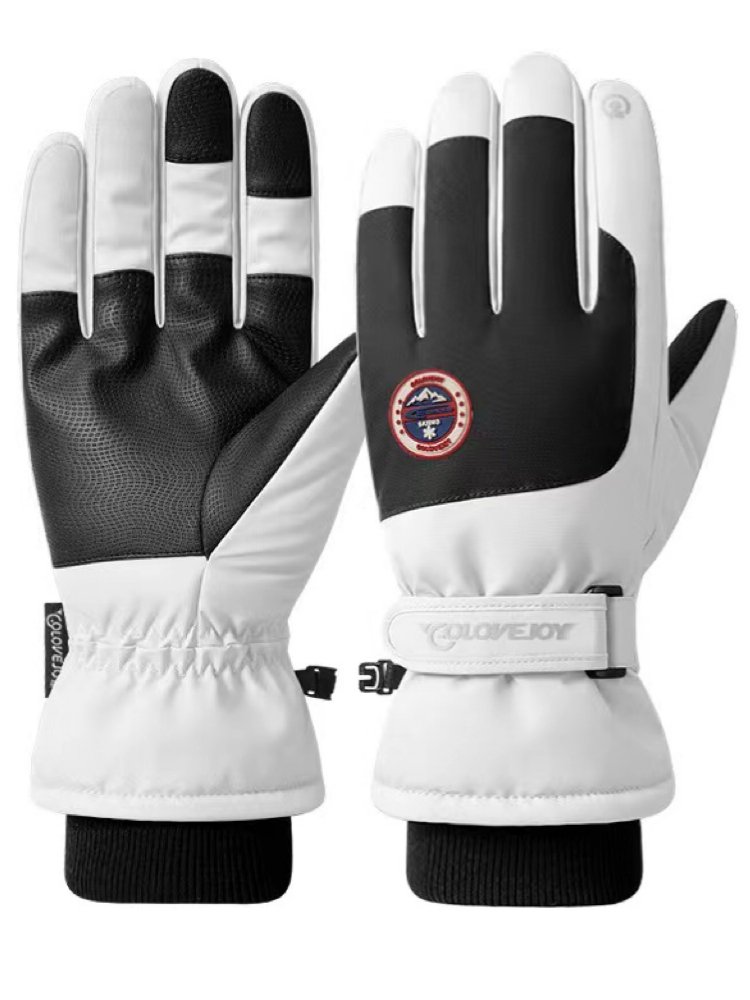 The long white hill ski suit, the ski gloves