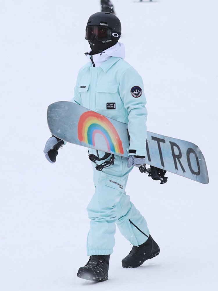 An adult skating suit with a male-skinned professional double-boards equipped with a water-heating and snow-proof suit