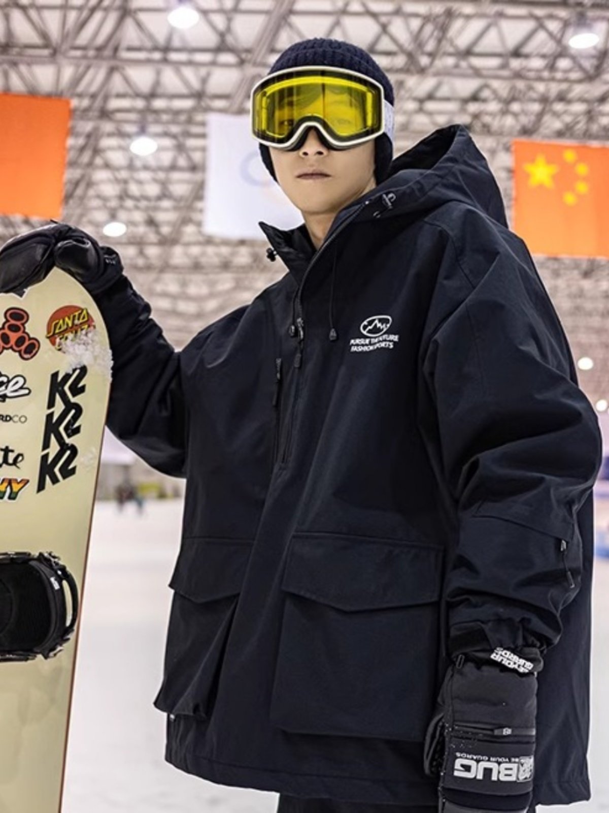 The Italian ski suit, the man and the woman who paid for the heat, the one-board, loose coat, the two-board ski suit
