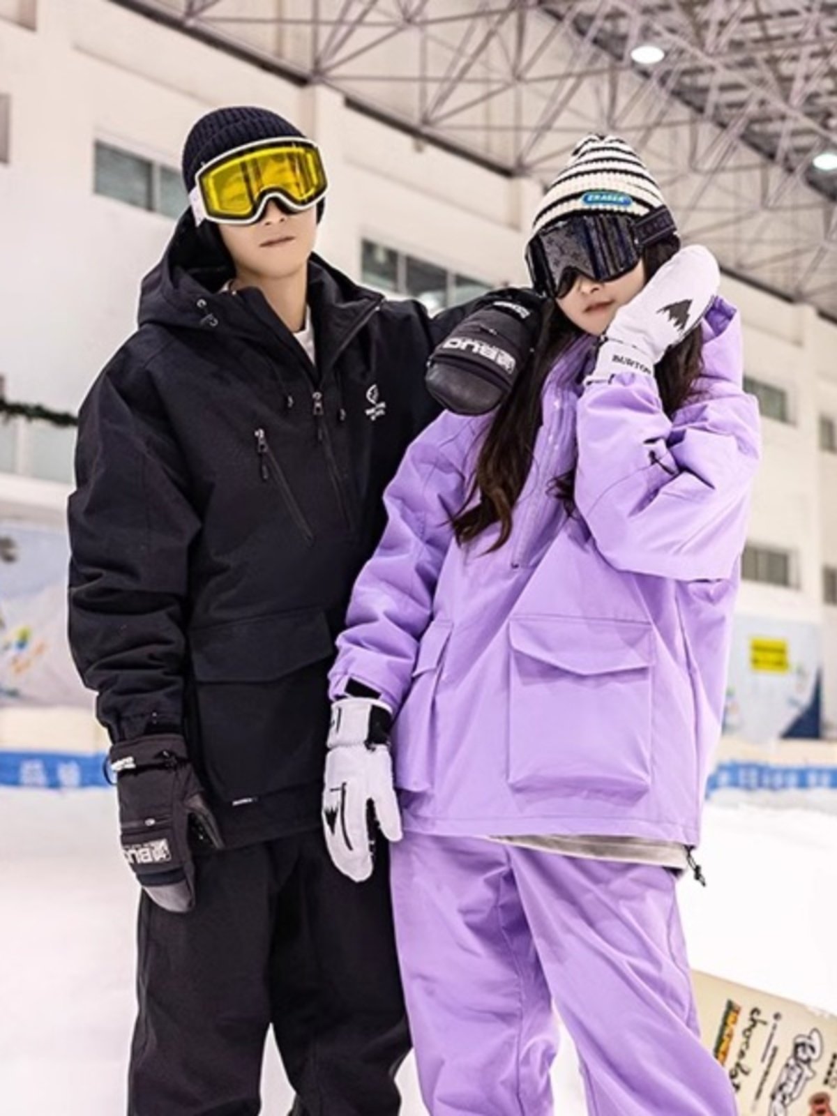 The Italian ski suit, the man and the woman who paid for the heat, the one-board, loose coat, the two-board ski suit