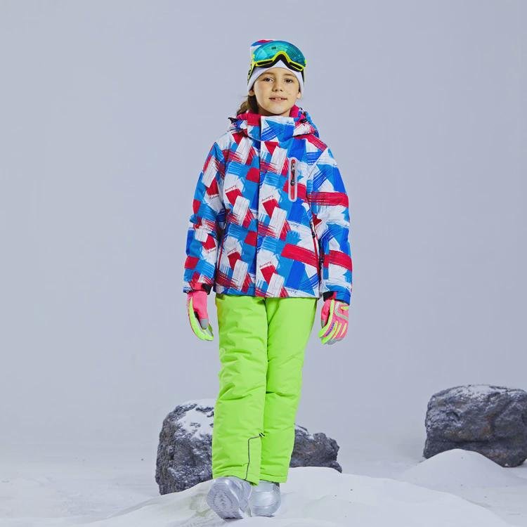 Children's skiing suit with baby boys and girls' skiing pants warm and thick with wind and snow