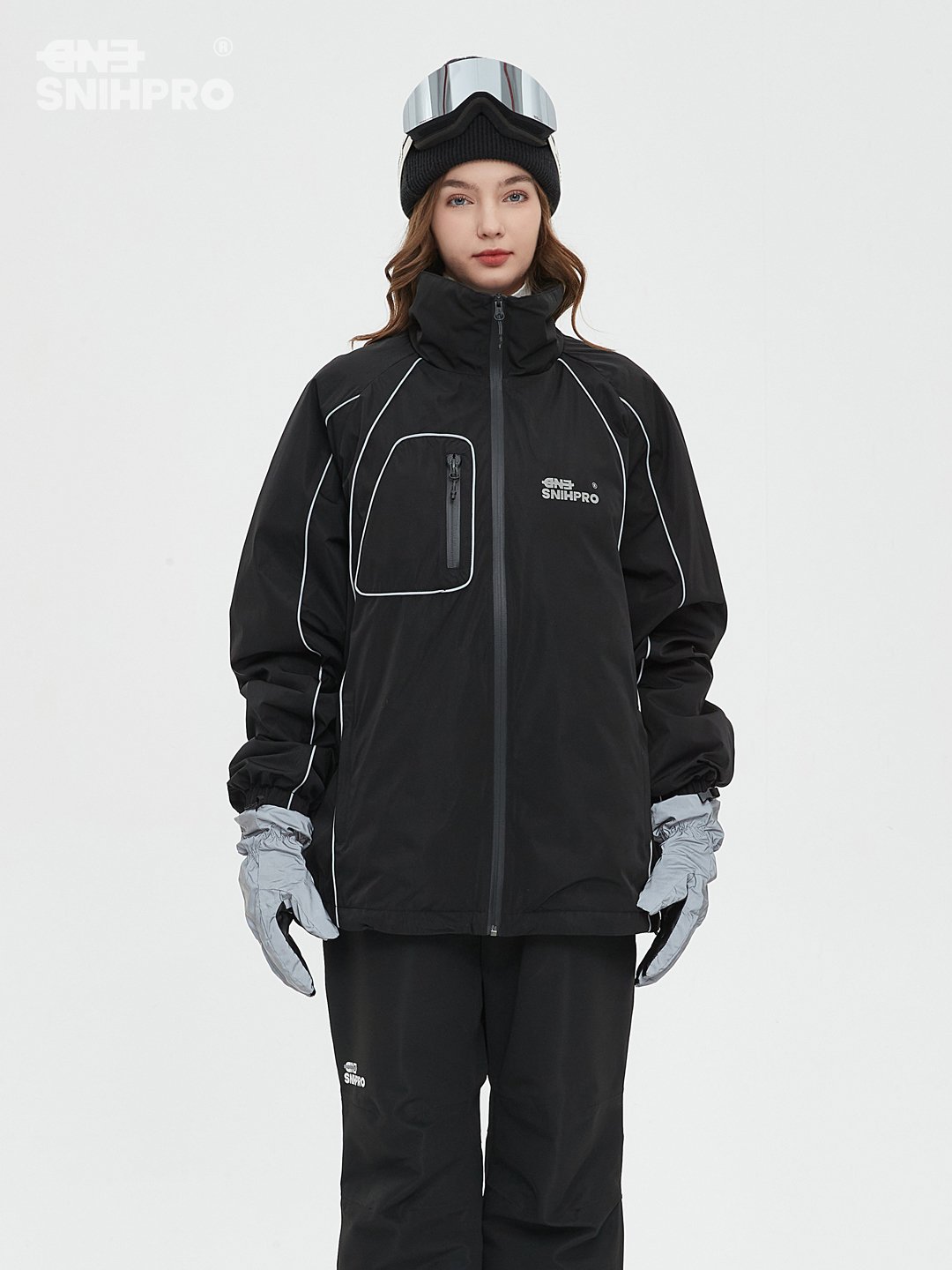 SNIHPRO WATER-RESORTING SINGLE-BOARD SKI SUIT, SMALL GROUP ASSAULT SUIT REFLECTING BLACK COATS, COTTON WARMER SNOW SUIT, 3M