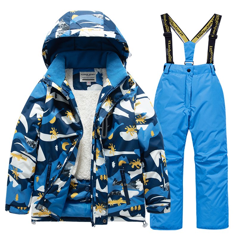 Children skiing suit for boys and girls with warm and warm cotton-skinned ski pants for winter